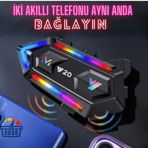 NovaDora Işıklı Bluetooth Motosiklet İntercom Kask kulaklık