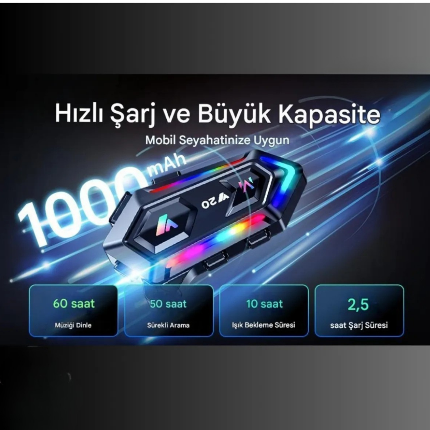 NovaDora Işıklı Bluetooth Motosiklet İntercom Kask kulaklık