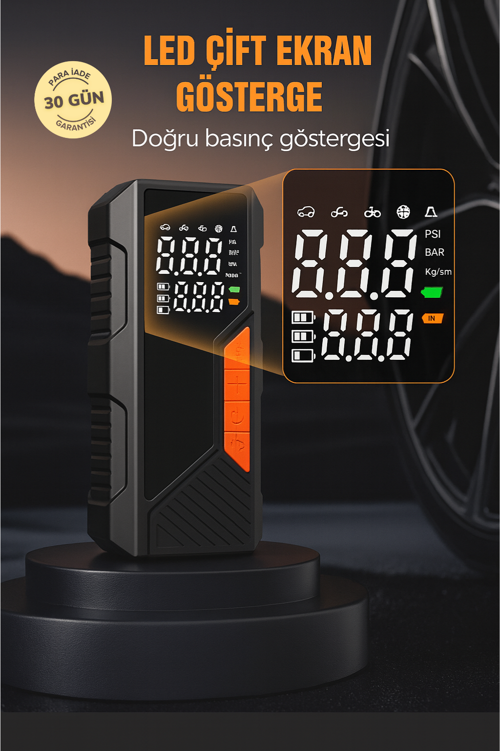 Taşınabilir Dijital Lastik Şişirme Pompası
