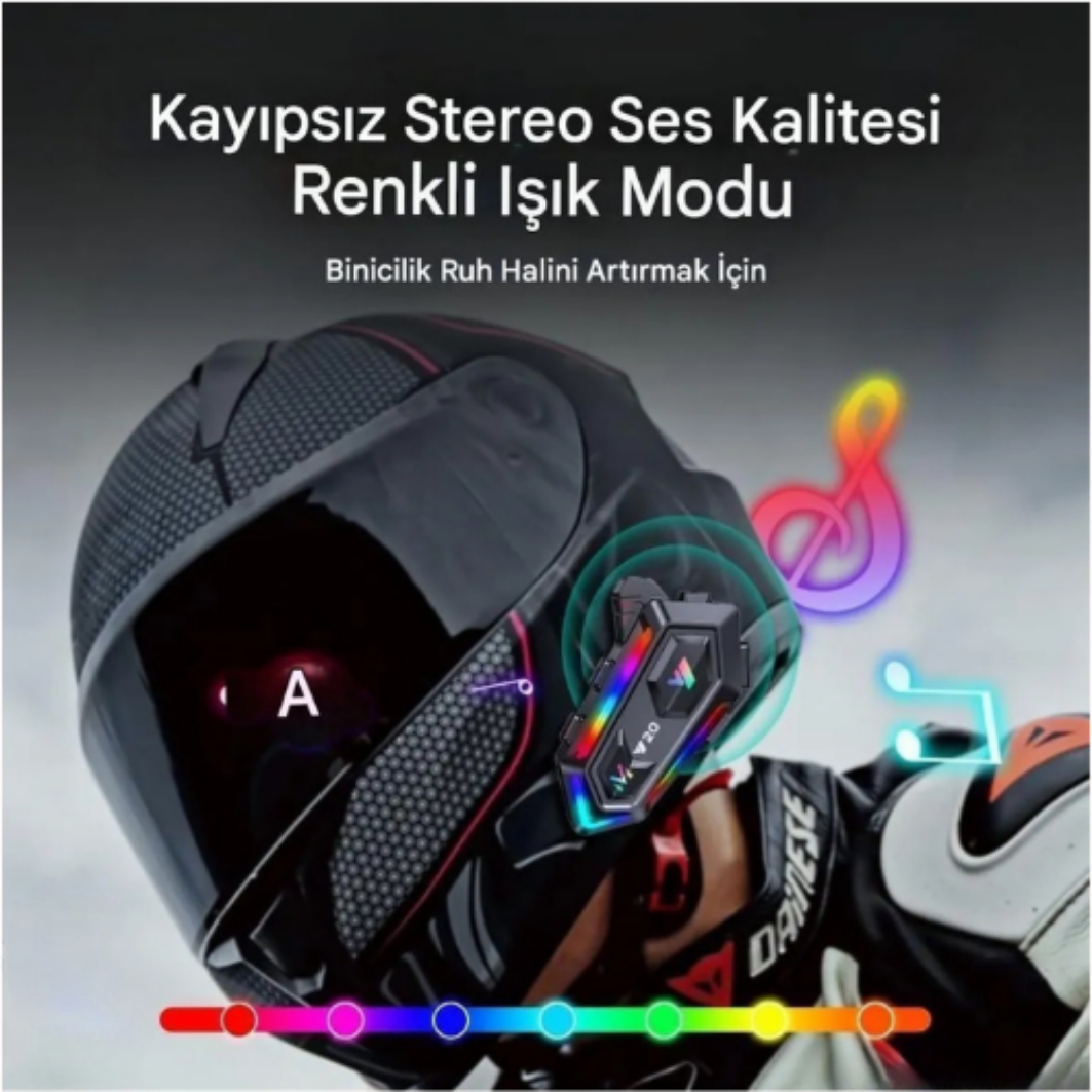 NovaDora Işıklı Bluetooth Motosiklet İntercom Kask kulaklık